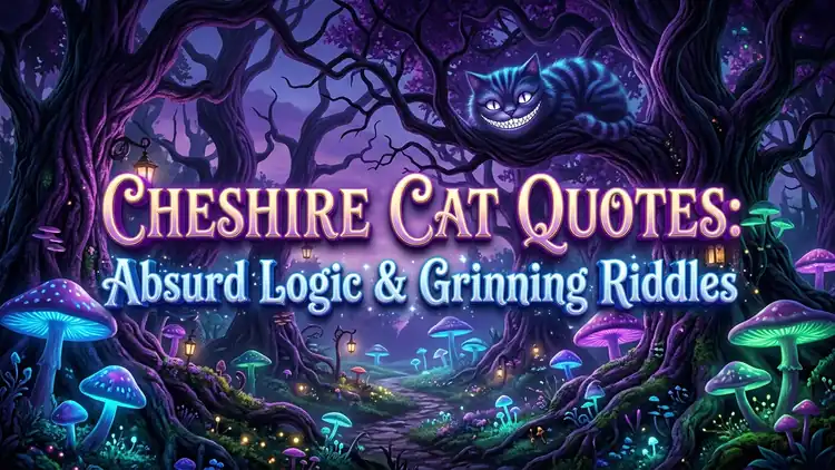 55 Iconic Alice in Wonderland Cheshire Cat Quotes on Absurd Logic & Grinning Riddles